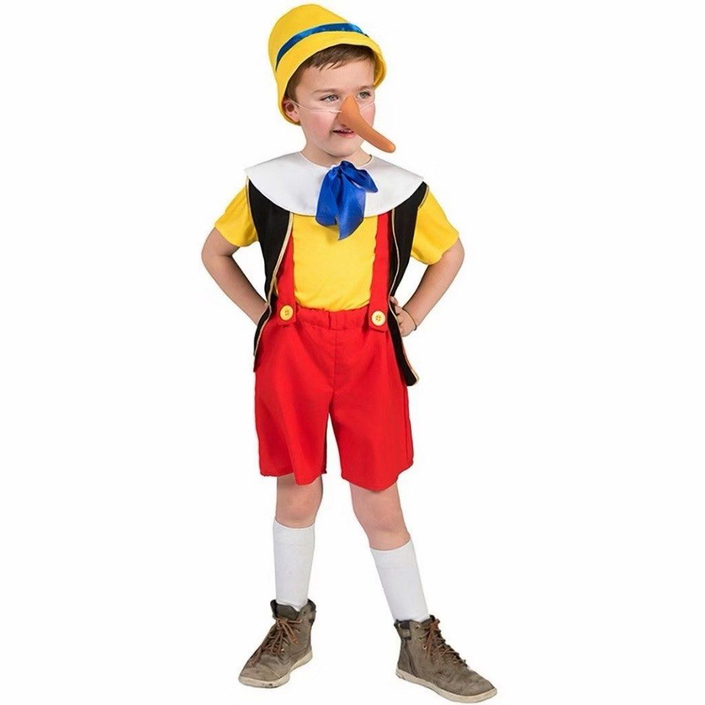 Pinocchio Costume (Category: Babies & Kids Fashion) located in Taytay. Submitted by murahubblueapppage (Listing ID 1465146093, Image 2). Description: Pinocchio Costume for Kids Boy Long Nose Wood Toy United Stage Performance Halloween costume Size XL kids 140-145.