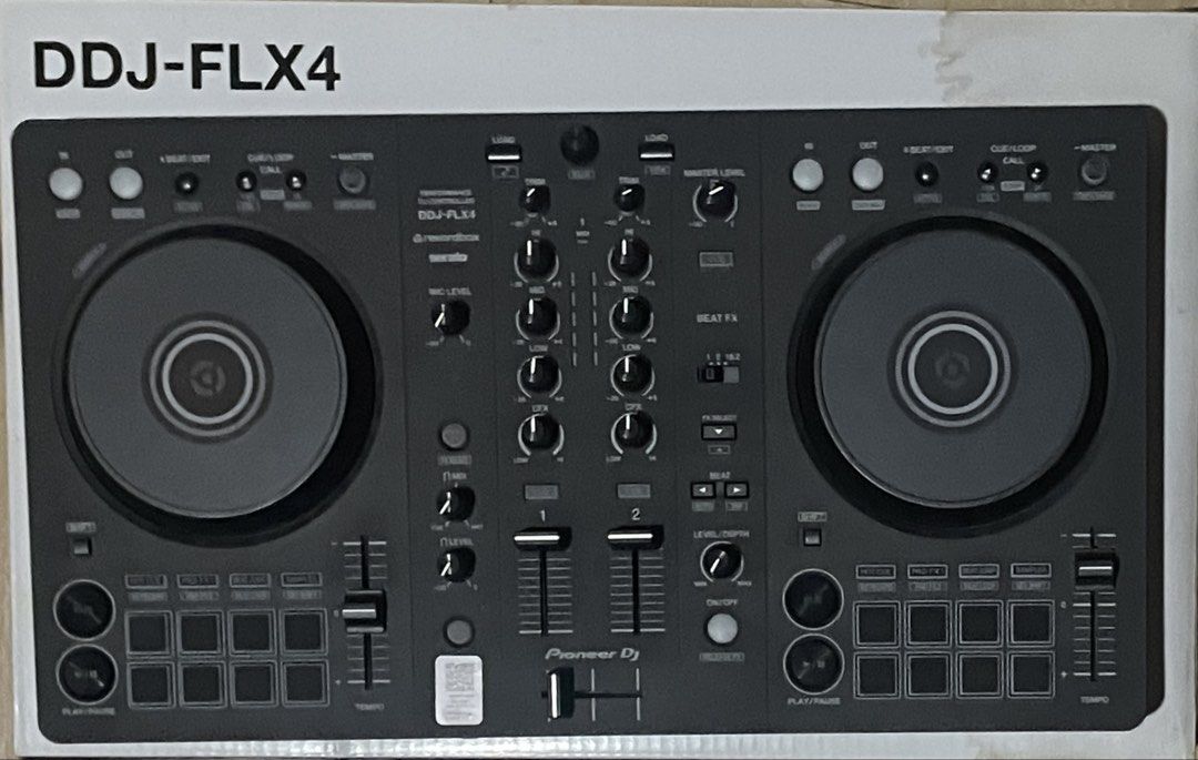 Pioneer DJ DDJ-FLX4 2-channel DJ Controller (Category: Musical Instruments) located in Manila. Submitted by miafagg0th (Listing ID 1465063290, Image 1). Description: Pioneer DJ DDJ-FLX4 controller. Two-channel setup, compatible with rekordbox and Serato. Standard layout with performance pads, jog wheels, mixer section, and EQ knobs. Direct USB connection. Great entry-level gear for mixing tracks at home or gigs. Clean unit, works smoothly. Origin