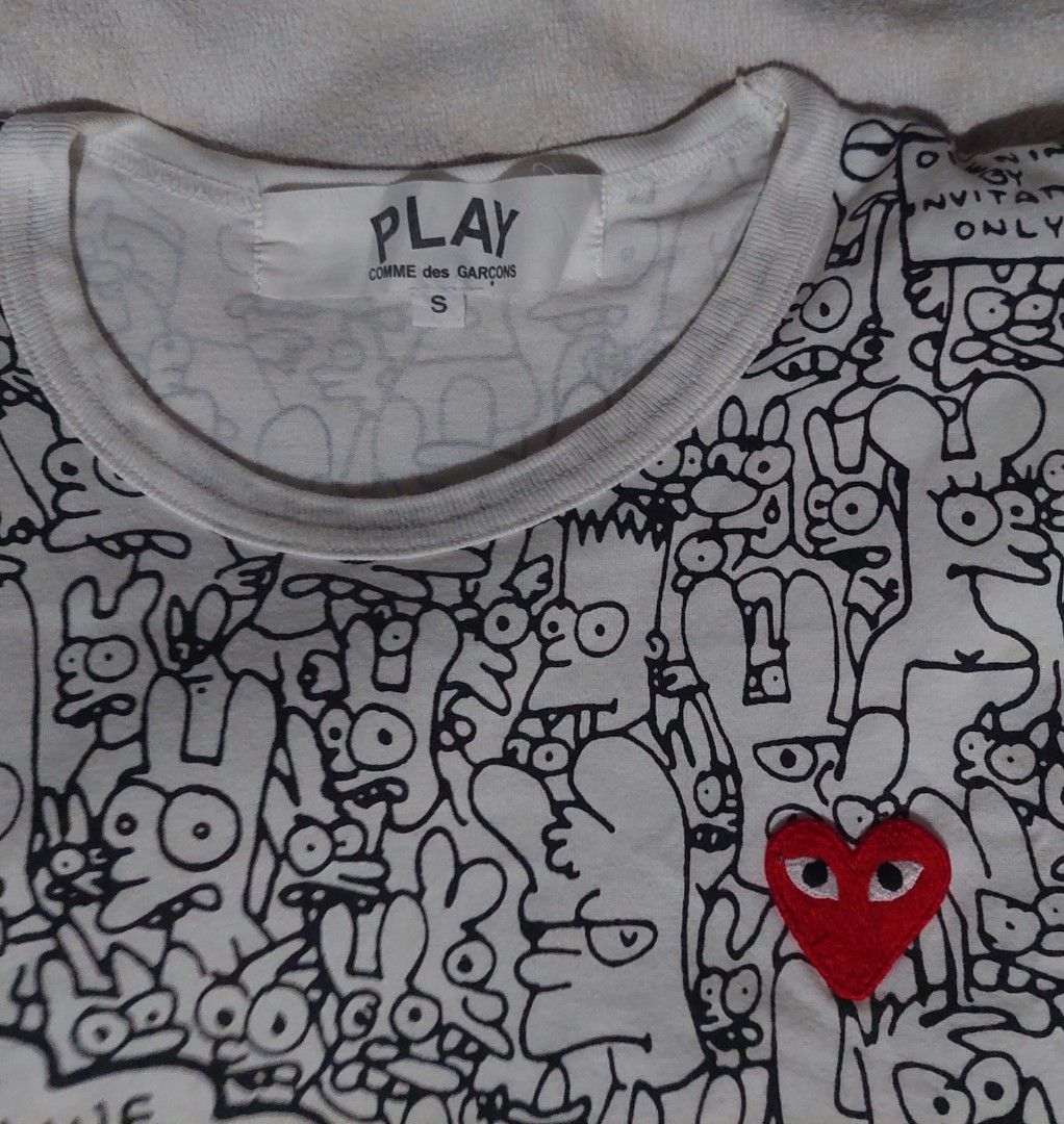Play CDG x Matt Groening tshirt (Category: Shirts) located in Daet. Submitted by stonervoid (Listing ID 1465098423, Image 2). Description: Play CDG x Matt Groening shirt dimes: 17x24.5 800.