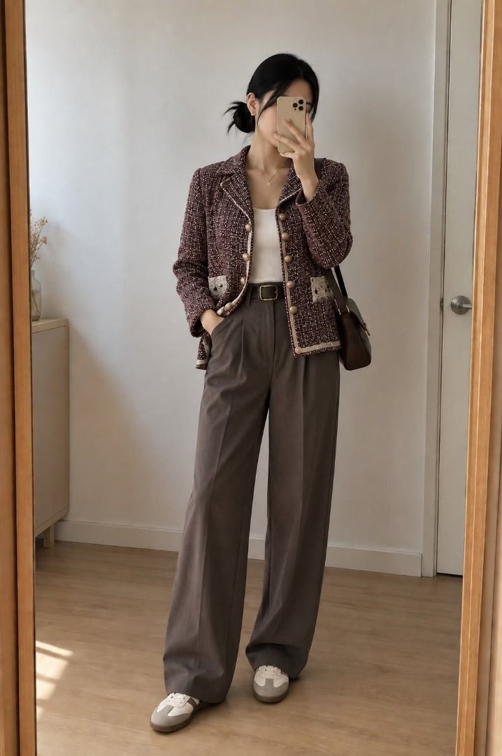 Plum Color Tweed Blazer (Category: Coats, Jackets and Outerwear) located in Baguio. Submitted by zakeeyaclo (Listing ID 1465003163, Image 3). Description: Plum Color Tweed Blazer Small ₱250.