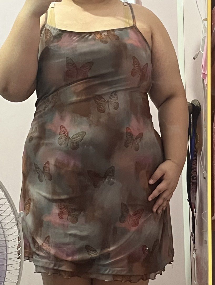[Plus Size] Butterfly Print Cami Dress (Category: Dresses) located in Pasig City. Submitted by megistus (Listing ID 1465056237, Image 3). Description: ‼️LAST PRICE IS PHP200‼️ - kindly refer to the last picture for the exact measurements - stretchy, may fit up to 3XL rfs: declutterring mode of payment: gcash mode of delivery: lalamove *shipping fee is shouldered by the buyer.