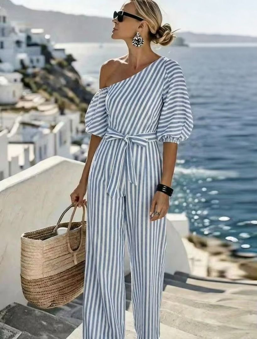 Plus Size Shein Striped Asymmetrical One Shoulder Jumpsuit (Category: Jumpsuits) located in Manila. Submitted by destashedmnl2 (Listing ID 1465040489, Image 3). Description: 💫 FREE SHIPPING WITHIN METRO MANILA 💫 (₱500 & up worth of purchase via J&T) ✨ Size: L-XL ✨ Measurement: W- 24” L- 55.5” 🩶 Message me for more info/photos. 😊 🩶 MOP: BDO/BPI/GCASH/GOTYME 🩶 MOD: -Lalamove (Same Day Delivery: Metro Manila and nearby provinces) -J&T ; starts