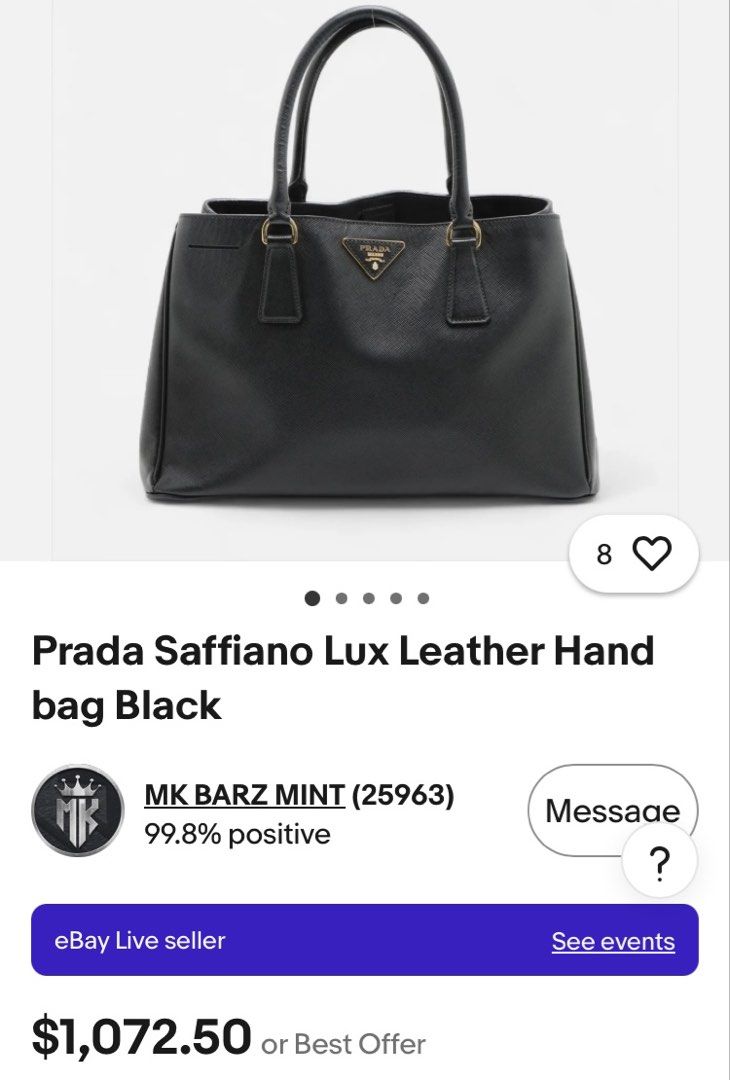 PRADA BLACK SAFFIANO LUX LEATHER HAND BAG (Category: Shoulder Bags) located in General Mariano Alvarez. Submitted by adonid (Listing ID 1464974485, Image 2). Description: PRADA BLACK SAFFIANO LUX LEATHER HAND BAG GOOD CONDITION NORMAL SIGN OF USAGE ONLY.
