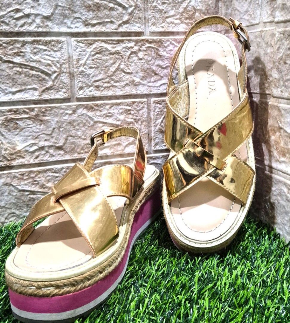 Prada Dupe Wedge Sandals (Category: Wedges) located in Antipolo. Submitted by saribymonica (Listing ID 1465023433, Image 2). Description: Top Grade Quality Size: 37 No issues DISCLAIMER: Personal decluttering only. I am not affiliated with, sponsored by, or connected to any brands mentioned. Items are sold as is, as shown, and as described. Please review photos and details carefully before purchasing. No return, refund, or exchange once sold..