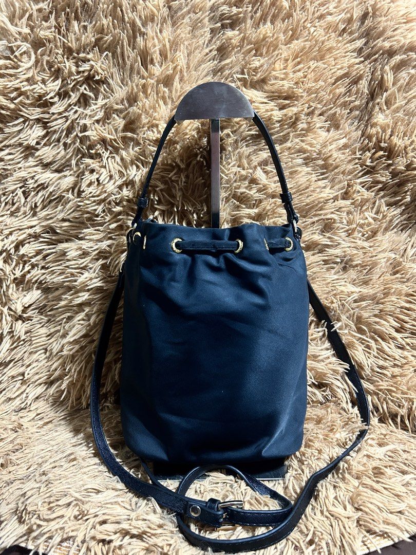 Prada Nylon Leather bucket Two-way Bag (Category: Luxury Bags & Wallets) located in Iloilo. Submitted by thrift-to-thrift-ukay (Listing ID 1465059726, Image 2). Description: Prada Nylon Leather bucket Two-way Bag Size Small Rank Ab to A Condition Authentic/Legit .