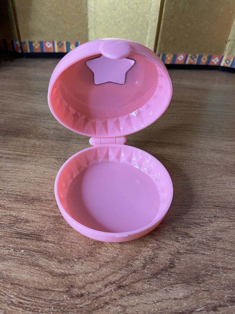 Precure Pink Heart Compact Sticker Case (Category: Purses & Pouches) located in Gapan. Submitted by lunashop14 (Listing ID 1465060363, Image 3). Description: - Official Precure magical girl pink plastic compact sticker case - Features a holographic heart lid with three anime characters - Opens to reveal a cute star-shaped mirror - Secure circular snap closure with a smooth working hinge - Fun collectible for anime and magical girl fans - Conditio