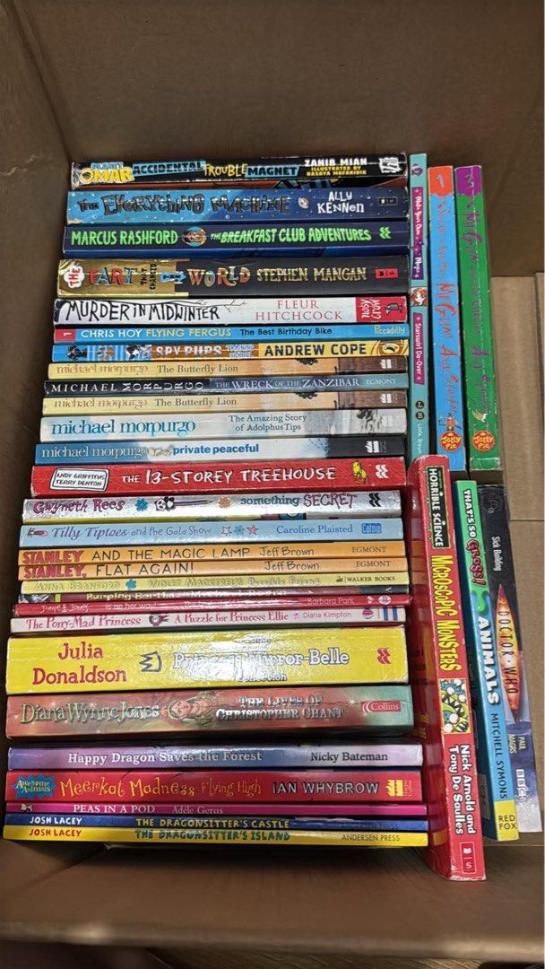 PRELOVED Assorted Children's Chapter Books Bundle (34pcs) (Category: Children's Books) located in Las Pinas. Submitted by queensbooksnclutter (Listing ID 1465097060, Image 1). Description: - Bundle of children's and middle-grade chapter books - Featured authors and series: Marcus Rashford, David Walliams, Michael Morpurgo, Doctor Who, and Horrible Science - Excellent variety of fiction and non-fiction stories for kids and young readers - Selling 