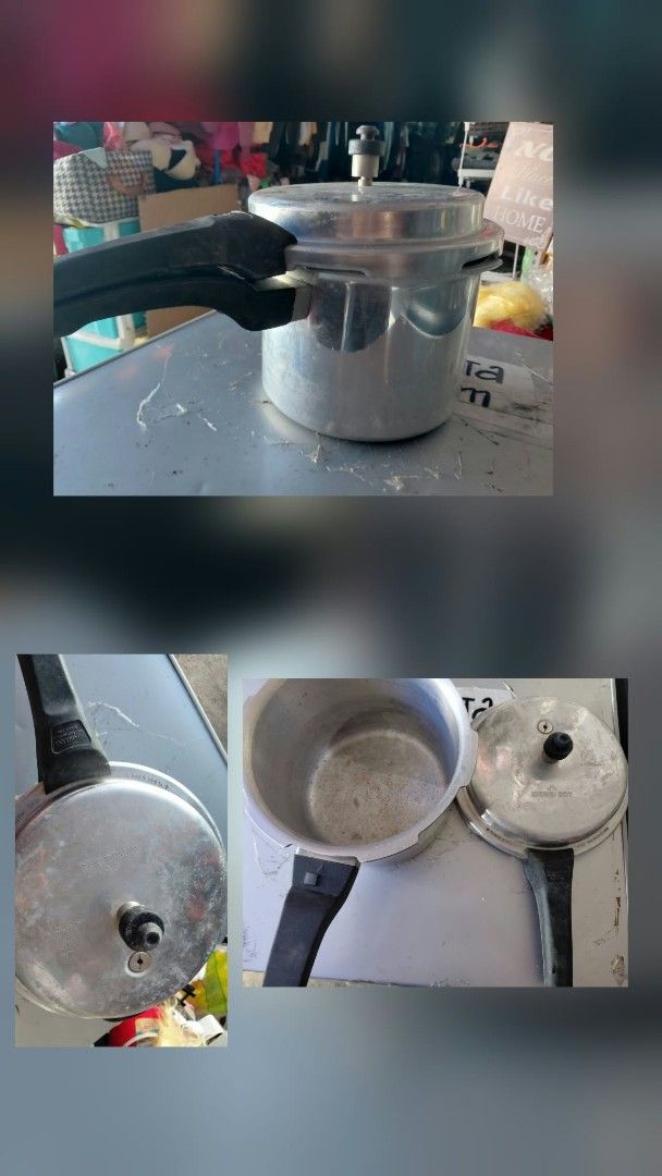 Pressure cooker (Category: Cookers) located in Manila. Submitted by rubymielbona (Listing ID 1465014200, Image 1). Description: - Type: Pressure cooker - Material: Durable aluminum body with secure locking lid and black handles - Benefits: Cooks meals faster, saves time and gas - Ideal for: Everyday Filipino household cooking like stews and tender meats.