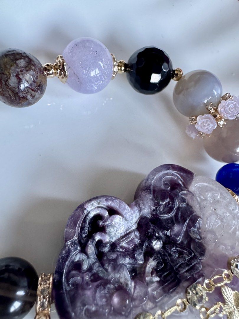 Purple lepidolite beacelet lucky bracelet (Category: Bracelets) located in Quezon City. Submitted by nics006 (Listing ID 1464969640, Image 2). Description: ✨ YOUR PERFECT PROTECTION & LUCK TALISMAN ✨ Purple Lepidolite • Ruyi • Smoky Agate • Lavender Moon Quartz • Black Onyx • Cat Eye 💜 Lepidolite — Calm • Balance • Emotional healing 🍀 Ruyi — Luck • Success • Blessings 🤎 Smoky Agate — Grounding • Stability • Protection 🌙 Lavender Moon Quartz —