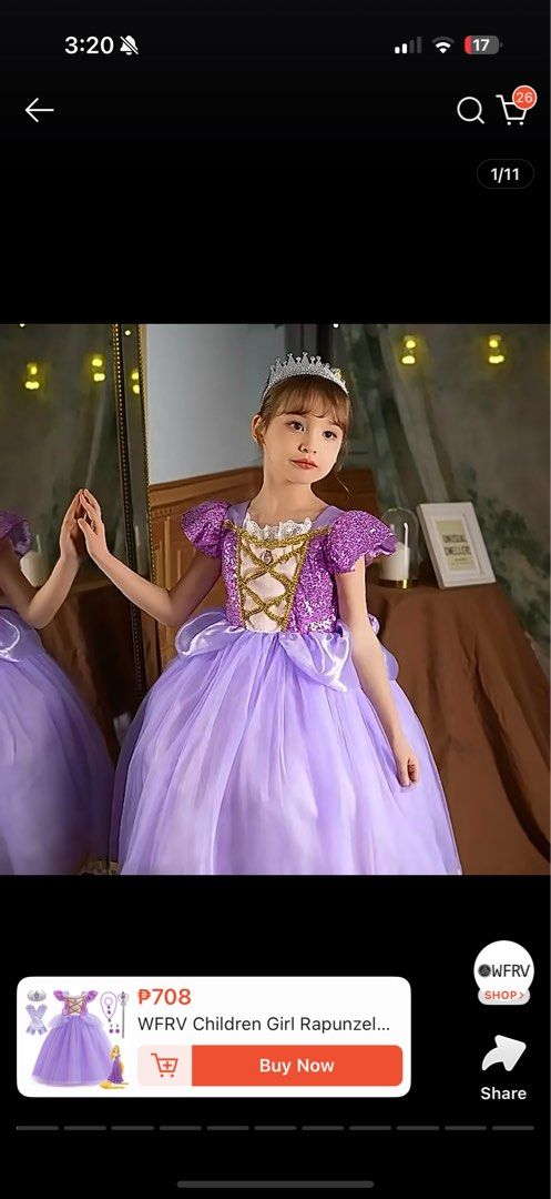 Rapunzel costume (Category: Babies & Kids Fashion) located in Taytay. Submitted by murahubblueapppage (Listing ID 1465147353, Image 3). Description: Size 130 on tag see the size chart sa last photo Set Walang wig kasama.
