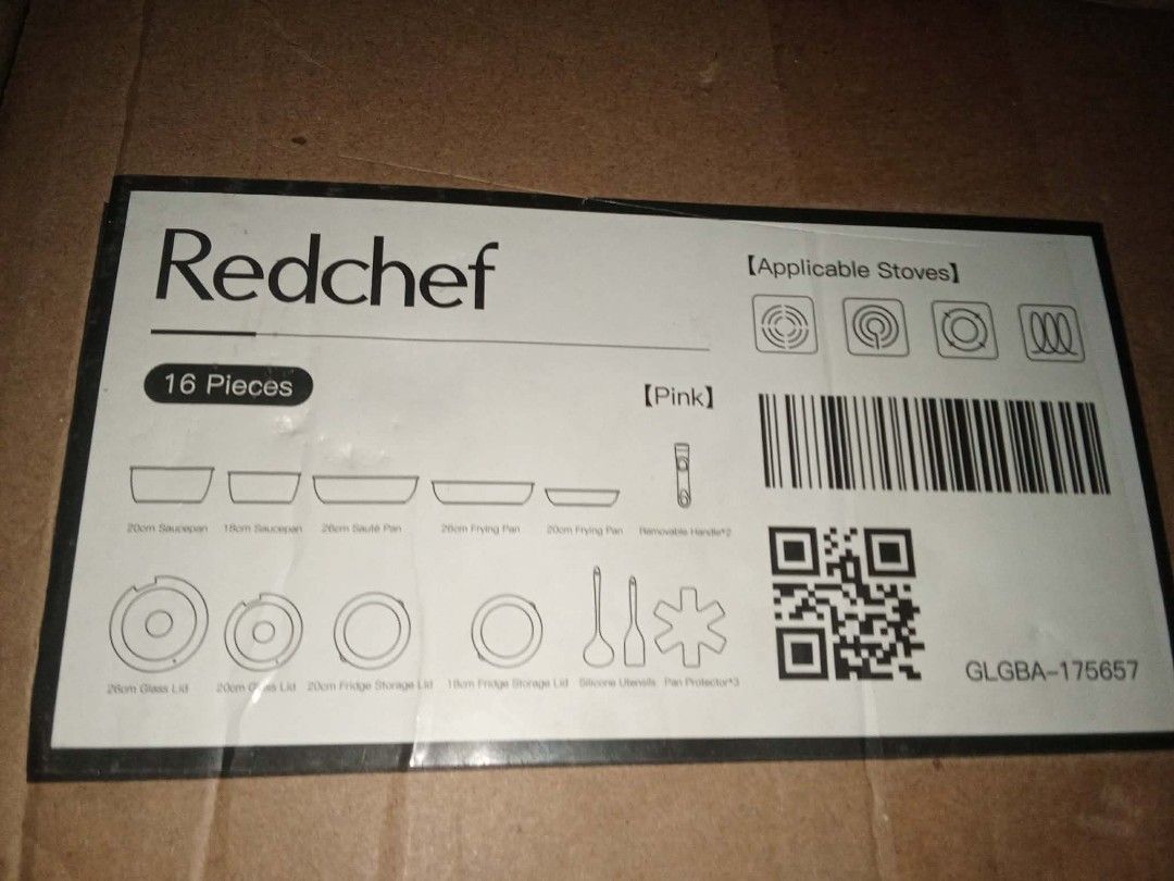 Red chef 16pcs set (Category: Cookware & Accessories) located in Las Pinas. Submitted by mommys_koleksyon011 (Listing ID 1465128060, Image 3). Description: BNEW set baby pink color red chef 16pcs.
