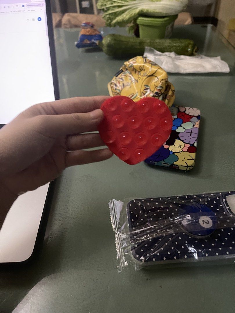 Red Heart Shape Suction Cup Fidget Sensory Toy (Category: Kids Toys) located in Quezon City. Submitted by rish40 (Listing ID 1465129059, Image 2). Description: - Red heart-shaped design made of grippy silicone - Features multiple suction cups on both sides for sticking to smooth surfaces - Makes a satisfying pop sound when pulled apart - Compact size fits comfortably in the palm of your hand - Great desk accessory for stress relief, focus, and ca