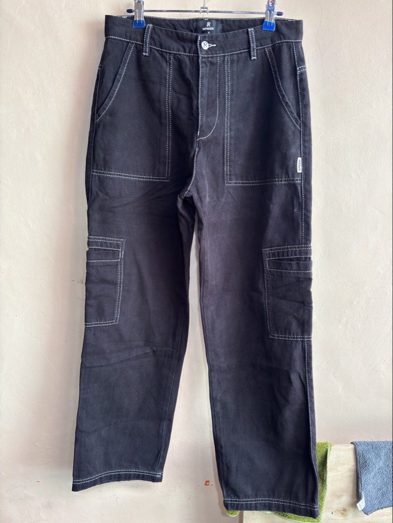 REPRESENT (Category: Jeans) located in Dasmarinas. Submitted by arthrthriftcop. (Listing ID 1449047796, Image 3). Description: Represent Jet Black contrast stitch pant 15 inches width/ 30 waist 12 inches thigh 39 inches Length 28.5 inseam 8.5 Leg open Excellent condition no issue Feel free to inquire.