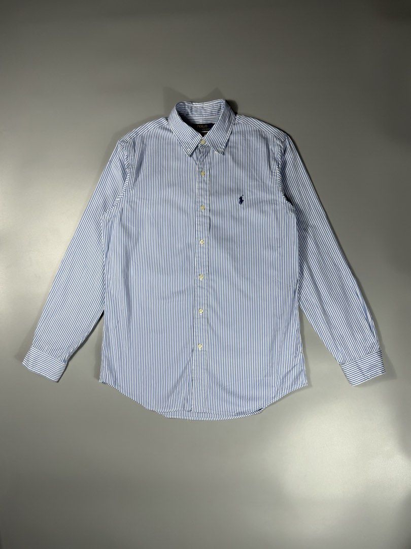 RL Small Pony Button-Up L/S Polo Pinstriped (Category: Formal Shirts) located in Manila. Submitted by whowearsstreetwear (Listing ID 1465133422, Image 1). Description: RL Small Pony Button-Up L/S Polo Pinstriped Classic Fit (Authentic) *with QR - Size: Medium on tag fits Large (measurements in inches) W - 22.5 L - 30-31 Condition: Excellent - As New Flaw/s: minor dot stain (washable) + shipping fee Location: Manila (Near UST).
