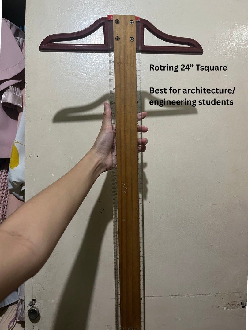 Rotring 24" T-Square with Carrying Case (Category: Stationery & School Supplies) located in Manila. Submitted by hoshimiii (Listing ID 1465095558, Image 3). Description: Selling my tsquare (24”) for ₱550 only! NO ISSUE, quality of the tsquare is still 10/10 - complete parts -may bag pa -wooden tsquare, more appropriate for anti smudge. Loc: pasay/makati Can do meet up within the said loc or lalamove. We Open for negotiation. Dm me/comment below:)