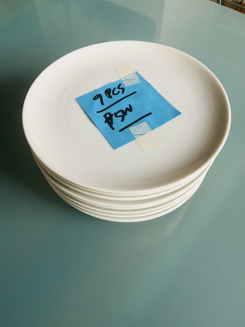 Round white ceramic dinner plates. (9pcs) 20cm (Category: Everything Else Others) located in Quezon City. Submitted by wacpon_061972 (Listing ID 1465038586, Image 2). Description: Round white ceramic dinner plates. (9pcs) 20cm.