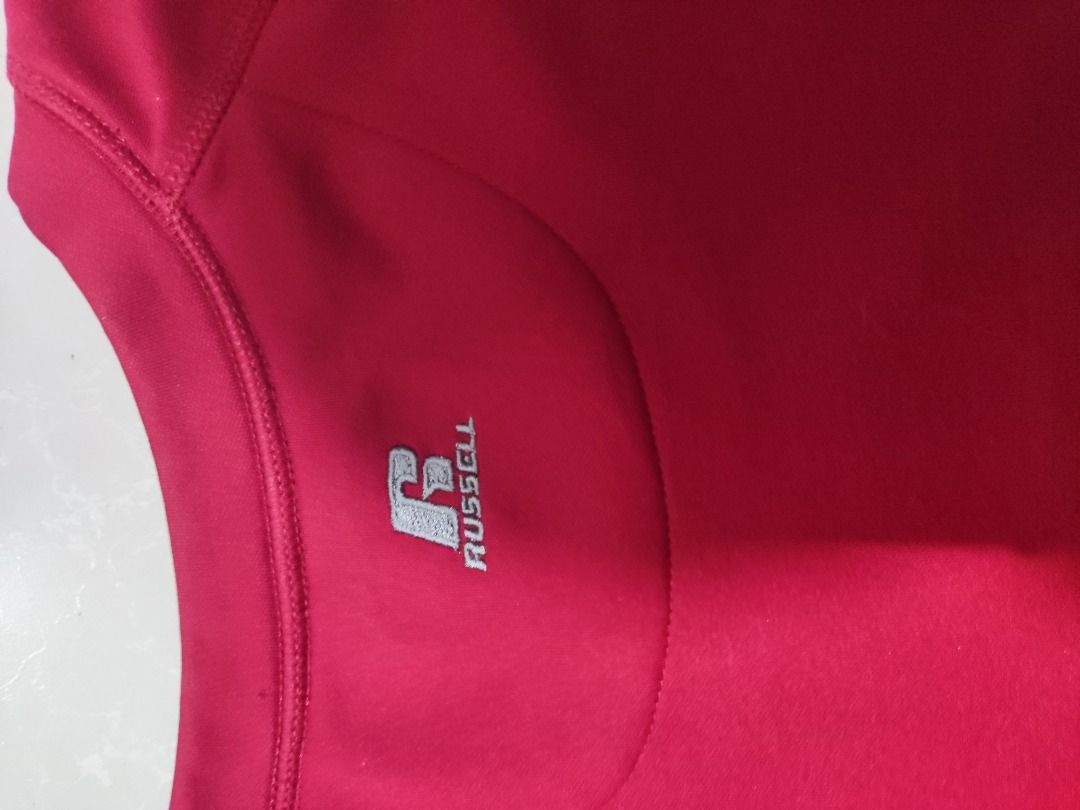 Russell Athletic Dri-Power Red Sweatshirt (Category: Coats, Jackets and Outerwear) located in Rizal. Submitted by skilidilidu (Listing ID 1465085830, Image 2). Description: - Brand: Russell Athletic - Size: XXL - Color: Rich red with grey interior contrast lining - Material: Dri-Power moisture-wicking technology fabric - Design: Crew neckline, long sleeves with ribbed cuffs and hem - Condition/Use: Great casual layering piece for workouts or ever