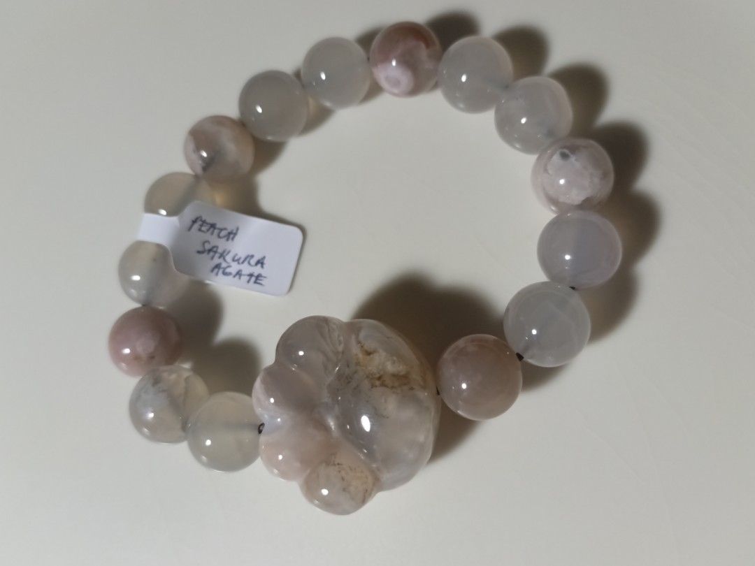 Sakura Flower Agate w/ Cat Paw Charm (Category: Bracelets) located in San Antonio. Submitted by thriftsandcharms (Listing ID 1465148228, Image 2). Description: 1pc only +sf gcash payment loc: Olongapo City pm for more details.