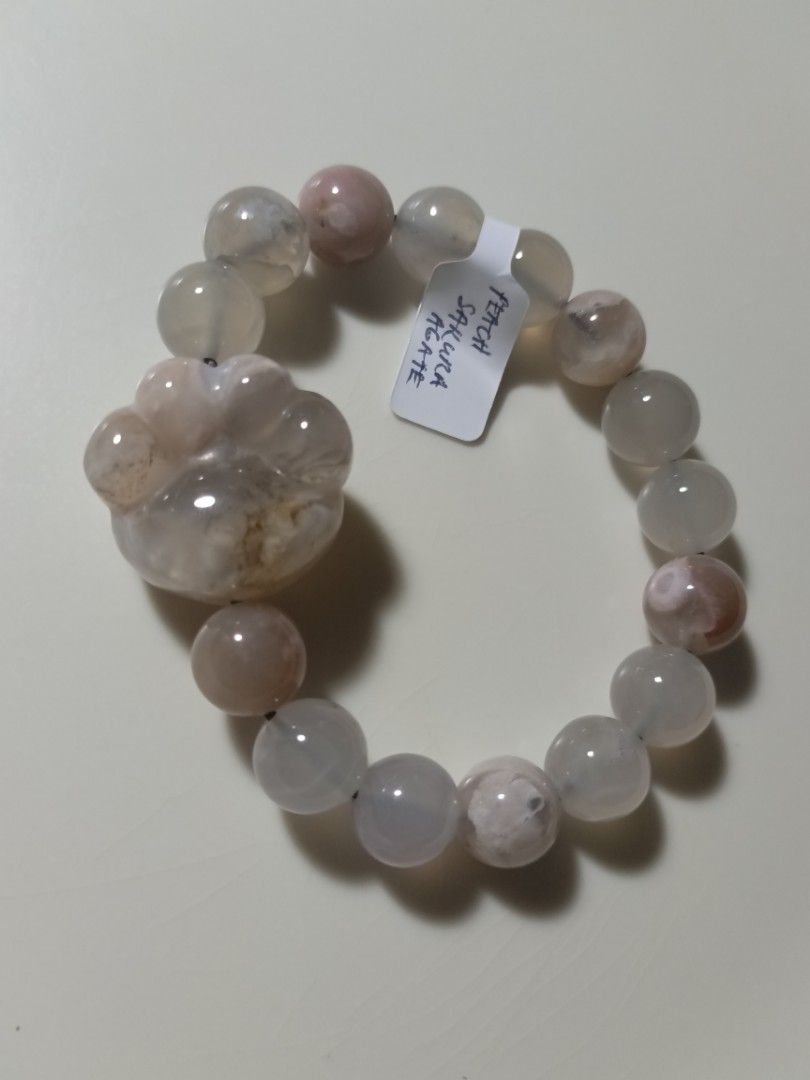 Sakura Flower Agate w/ Cat Paw Charm (Category: Bracelets) located in San Antonio. Submitted by thriftsandcharms (Listing ID 1465148228, Image 1). Description: 1pc only +sf gcash payment loc: Olongapo City pm for more details.
