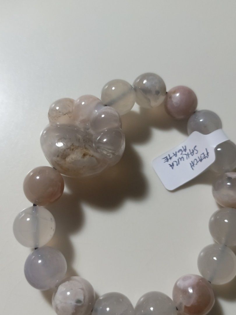 Sakura Flower Agate w/ Cat Paw Charm (Category: Bracelets) located in San Antonio. Submitted by thriftsandcharms (Listing ID 1465148228, Image 3). Description: 1pc only +sf gcash payment loc: Olongapo City pm for more details.