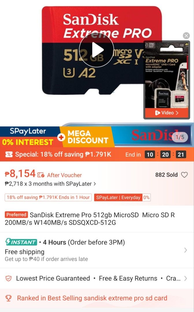 Sandisk extreme pro 512gb micro sd card (Category: Memory & SD Cards) located in Mandaluyong City. Submitted by maxm25 (Listing ID 1465011304, Image 3). Description: Selling this micro sd card. Only used in nintendo switch oled which i sold. Selling it for the price i got before the price hikes. non negotiable..