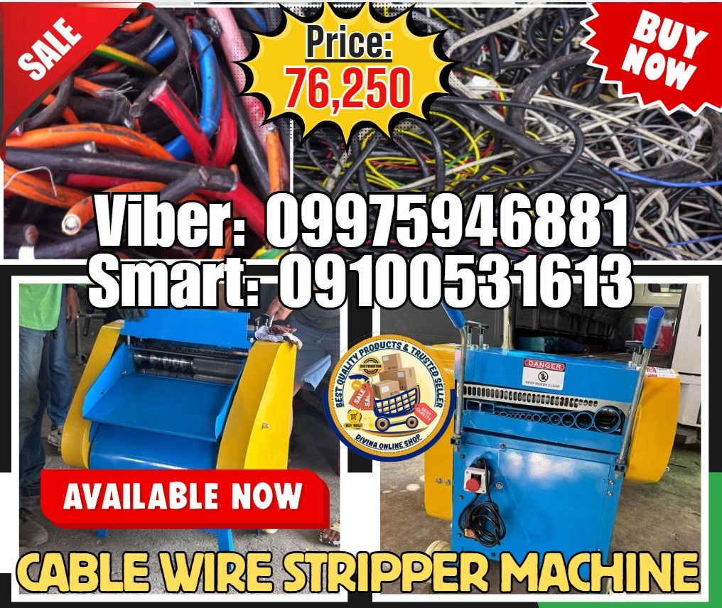 Scrap Copper Cable Wire Stripping Machine Automatic Cable Peeling (Category: Everything Else Others) located in Manila. Submitted by marielhyn-09975946881 (Listing ID 1464981219, Image 1). Description: 🌏 We Can Deliver Nationwide 👉 AP Cargo, LBC & Lalamove (🛳️ Sea /✈️ Air Freight) 📍 HURRRYYYY!!! BUY NOW!!! & GET LESS DISCOUNT 📍 WE'RE ON SALE ❗️ Price: 76,250 🎀 Double Blade Cable Wire Stripper Machine ✅ 💯 Guaranteed Seller ✅ High Quality Pr