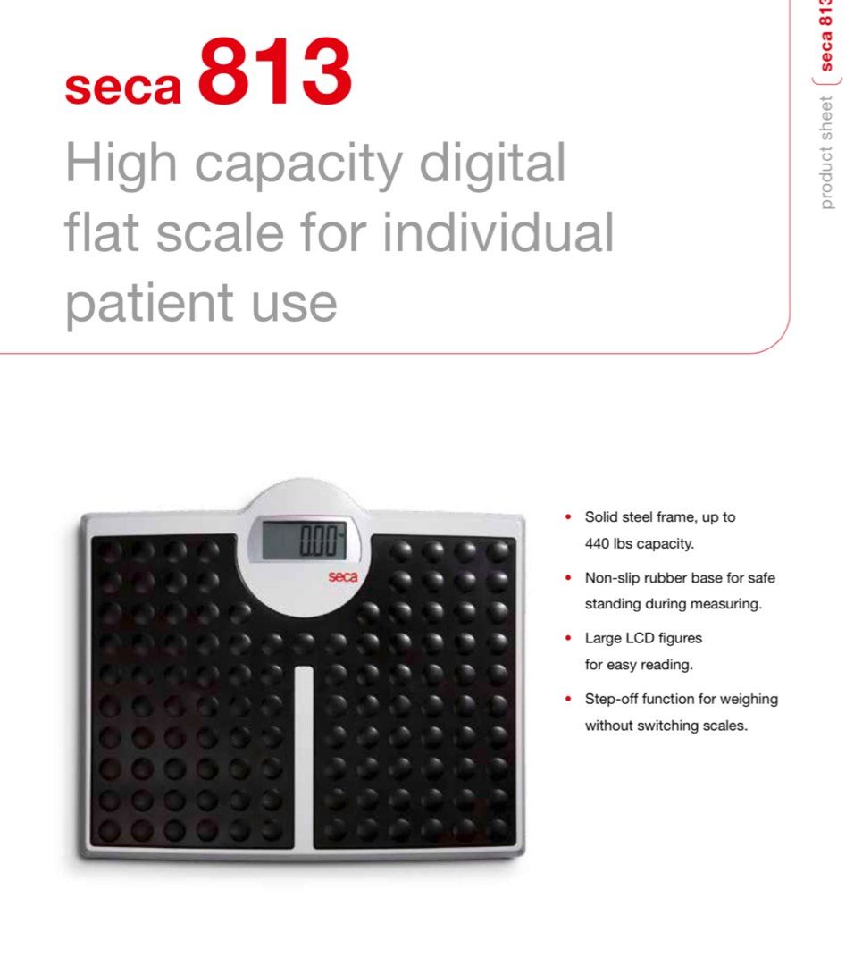 SECA products (Category: Health Monitors & Weighing Scales) located in Cardona. Submitted by angelswet0408 (Listing ID 1464999565, Image 3). Description: Bundle includes Seca 354 digital baby and child floor scale, Seca 417 mobile measuring mat, Seca 813 high capacity digital flat scale, and Seca 213 mobile stadiometer. Complete set for pediatric or clinical weight and height measurements. Digital scales feature clear LCD displays and solid const