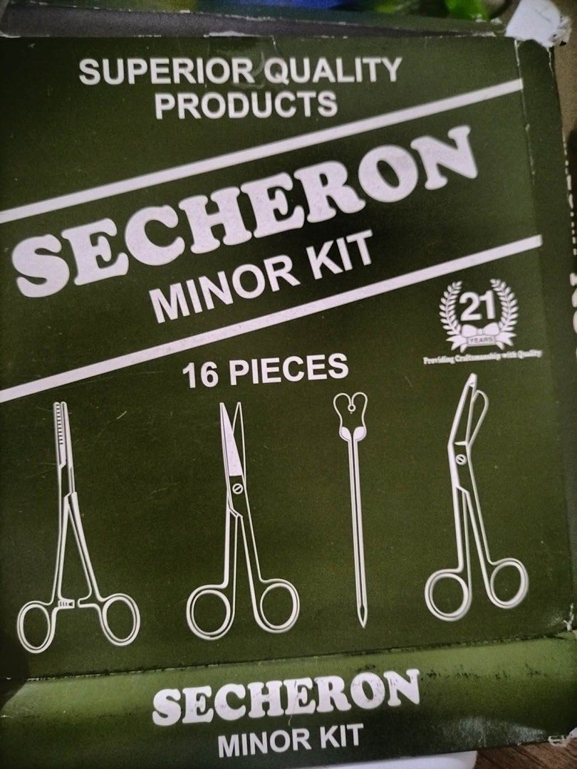 Secheron Minor Kit - 16 Pieces (Category: Medical Supplies & Tools) located in Manila. Submitted by miligooberchay (Listing ID 1465007418, Image 2). Description: Secheron Minor Kit – ₱800 (Negotiable) Never been used RFS: Won’t use anymore The original box has already been disposed of because it was no longer in good condition. The scalpel did not come with a blade when I bought it. Purchased from a medical supplies store in Bambang. Complete 16-