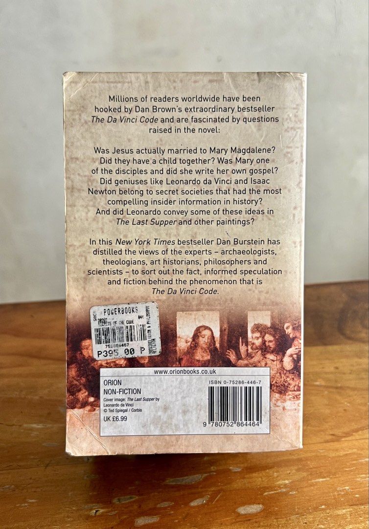 Secrets of the Code Book: The Unauthorized Guide to The Da Vinci Code (Category: Storybooks) located in Mandaluyong City. Submitted by urgifted (Listing ID 1465008878, Image 2). Description: For fans of The Da Vinci Code and readers fascinated by hidden symbols, ancient mysteries, secret societies, history, religion, and the theories behind Dan Brown’s bestselling novel. 📖 Condition: Preloved with some foxing/discoloration on the pages due to ag