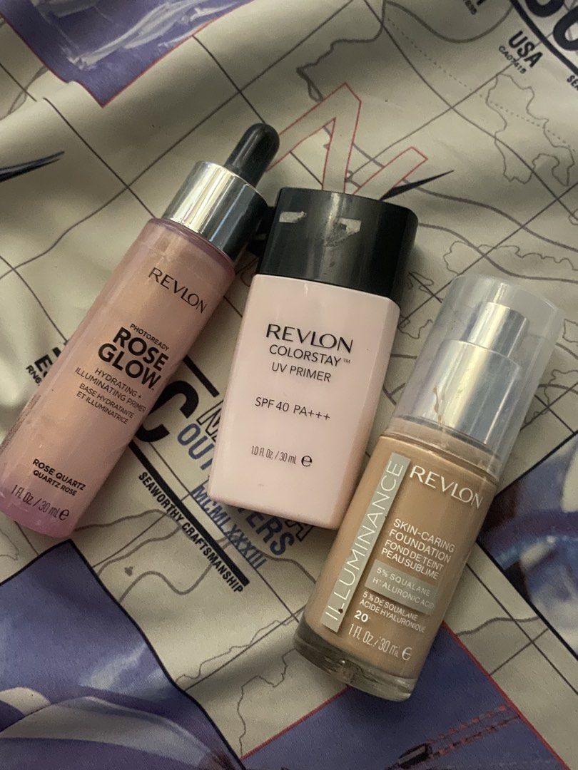 SET MAKEUP OF REVLON!!!! (1299) (Category: Makeup) located in Quezon City. Submitted by ms.eli.ii (Listing ID 1465092469, Image 1). Description: - Brand: Revlon - Set of 3 full-sized face products (30ml / 1.0 fl oz each) - Revlon Illuminance Skin-Caring Foundation in Shade 20 - Revlon Colorstay UV Primer SPF 40 PA+++ - Revlon Photoready Rose Glow Hydrating + Illuminating Primer (Rose Quartz) - Creates the ultimate everyday dewy base routine - Sel