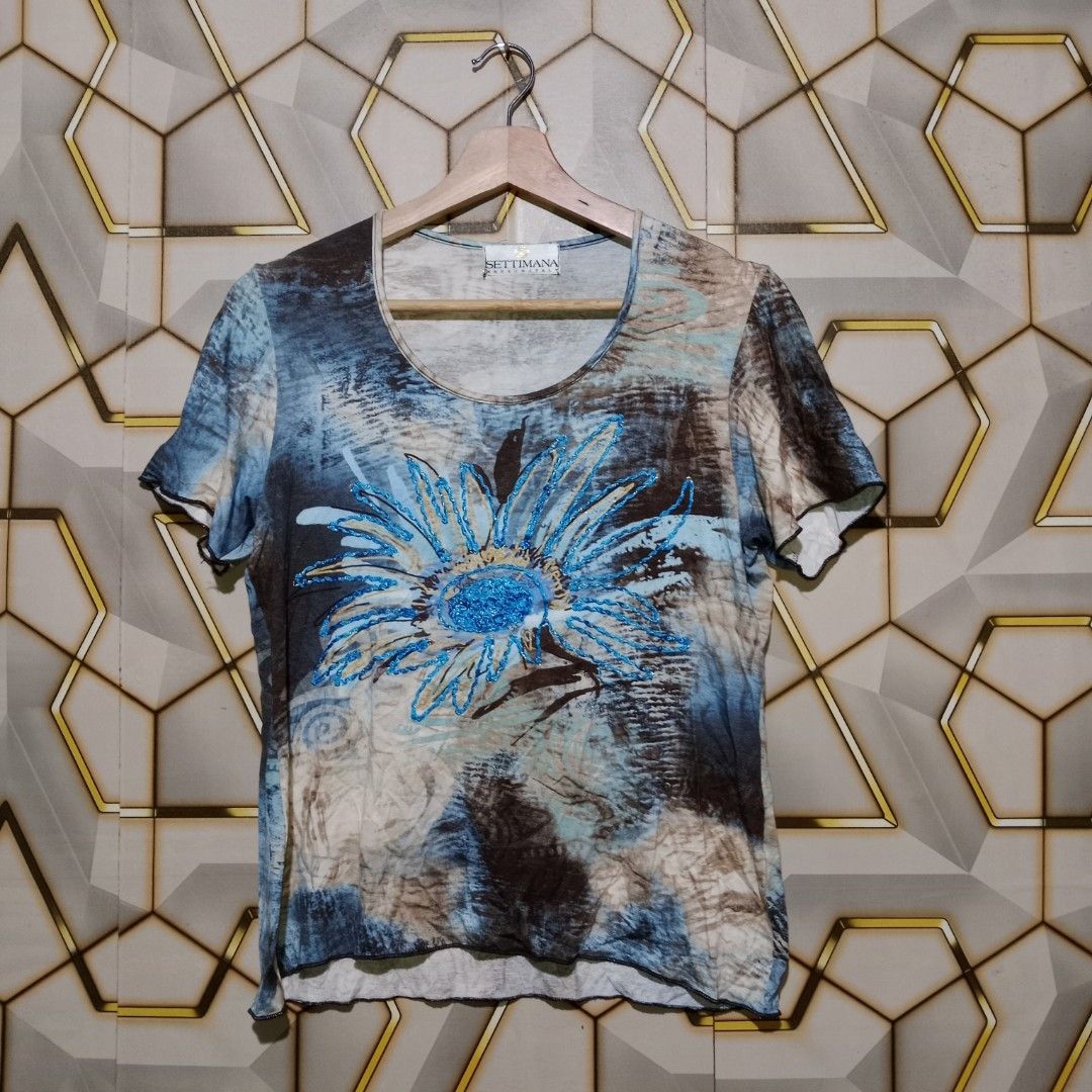 Settimana Floral Embroidered Sleeve Top (Category: Blouses) located in Tagaytay City. Submitted by joyjavier1230 (Listing ID 1465166859, Image 2). Description: Settimana Floral Embroidered Sleeve Top in excellent condition no issues 9.5/10 color rate medium fittings width:19" length:22"-23" 250+shipping fee location: Tagaytay shipping via jnt mop: gcash dm to purchase 📩 📩 📩 .