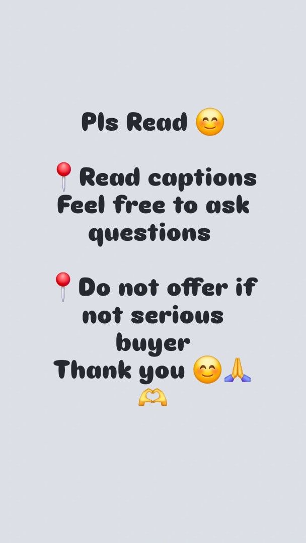 Shop Policy Information Slide Read Captions Please (Category: Announcements) located in Manila. Submitted by funbagslove (Listing ID 1464992477, Image 1). Description: 🫶Please read the caption carefully before purchasing - Feel free to message for any questions or clarifications - Serious buyers only; kindly avoid making offers if not genuinely interested - Thank you for taking the time to read!.