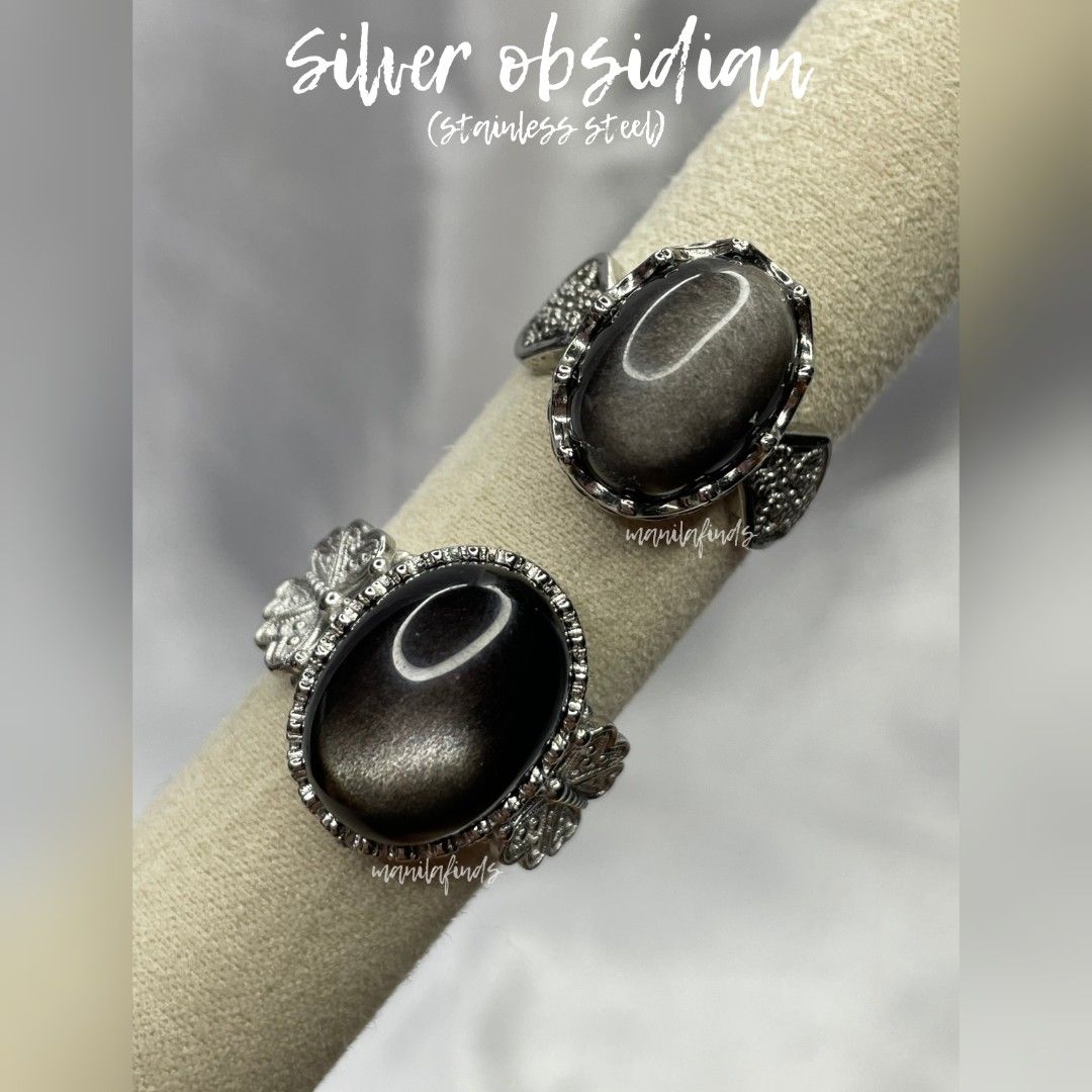 Silver obsidian cabochon stainless steel adjustable rings (Category: Rings) located in Caloocan City. Submitted by manilafinds. (Listing ID 1465080610, Image 1). Description: ⚜️ Silver Obsidian ⚜️ #manilafindsRings ✔️ Stainless Steel ✔️ Adjustable Fit 🎀 𝗔𝘃𝗮𝗶𝗹𝗮𝗯𝗹𝗲 𝗼𝗻 𝗺𝘂𝗹𝘁𝗶𝗽𝗹𝗲 𝗽𝗹𝗮𝘁𝗳𝗼𝗿𝗺𝘀 — 𝗳𝗶𝗿𝘀𝘁 𝘁𝗼 𝗽𝗮𝘆, 𝗳𝗶𝗿𝘀𝘁 𝘁𝗼 𝘀𝗲𝗰𝘂𝗿𝗲. 🎀 1️⃣ ₱410 2️⃣ ₱450 ❌ SOLD via IG 👆🏼 Tap ➡️ #MNLFindsAVAILABLE ⬅️ to view al