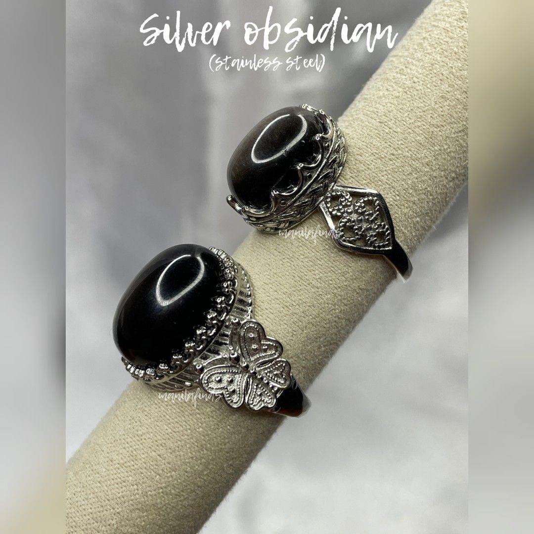 Silver obsidian cabochon stainless steel adjustable rings (Category: Rings) located in Caloocan City. Submitted by manilafinds. (Listing ID 1465080610, Image 2). Description: ⚜️ Silver Obsidian ⚜️ #manilafindsRings ✔️ Stainless Steel ✔️ Adjustable Fit 🎀 𝗔𝘃𝗮𝗶𝗹𝗮𝗯𝗹𝗲 𝗼𝗻 𝗺𝘂𝗹𝘁𝗶𝗽𝗹𝗲 𝗽𝗹𝗮𝘁𝗳𝗼𝗿𝗺𝘀 — 𝗳𝗶𝗿𝘀𝘁 𝘁𝗼 𝗽𝗮𝘆, 𝗳𝗶𝗿𝘀𝘁 𝘁𝗼 𝘀𝗲𝗰𝘂𝗿𝗲. 🎀 1️⃣ ₱410 2️⃣ ₱450 ❌ SOLD via IG 👆🏼 Tap ➡️ #MNLFindsAVAILABLE ⬅️ to view al