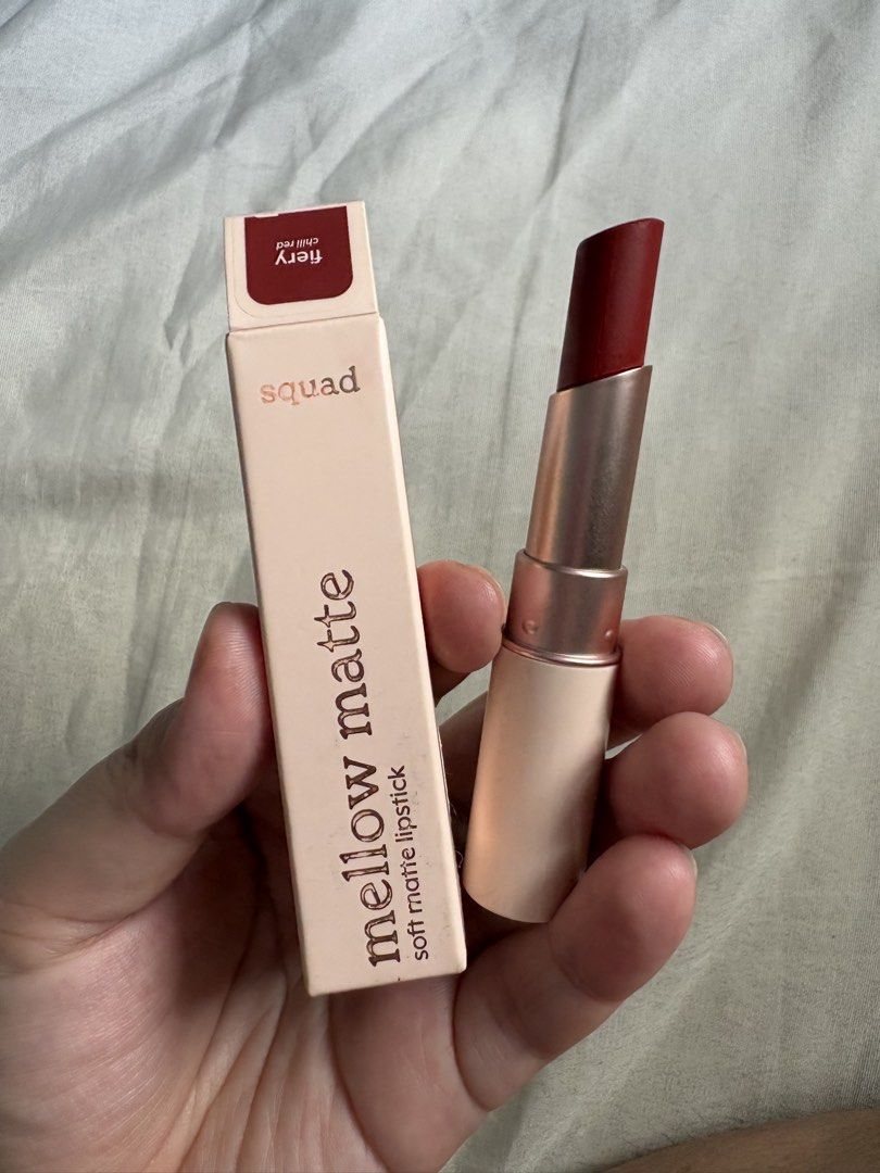 Squad Cosmetics Lipstick (Category: Makeup) located in Taguig. Submitted by junamee (Listing ID 1465146050, Image 1). Description: Swatched only Shade: fiery.