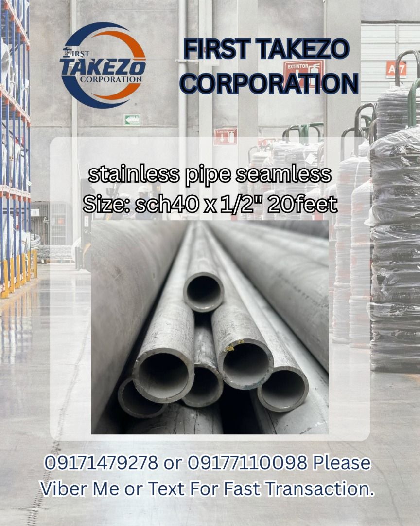 stainless pipe seamless Size: sch40 x 1/2" 20feet (Category: Construction Tools & Equipment) located in Manila. Submitted by joeyroque09 (Listing ID 1465013433, Image 1). Description: stainless pipe seamless Size: sch40 x 1/2" 20feet.