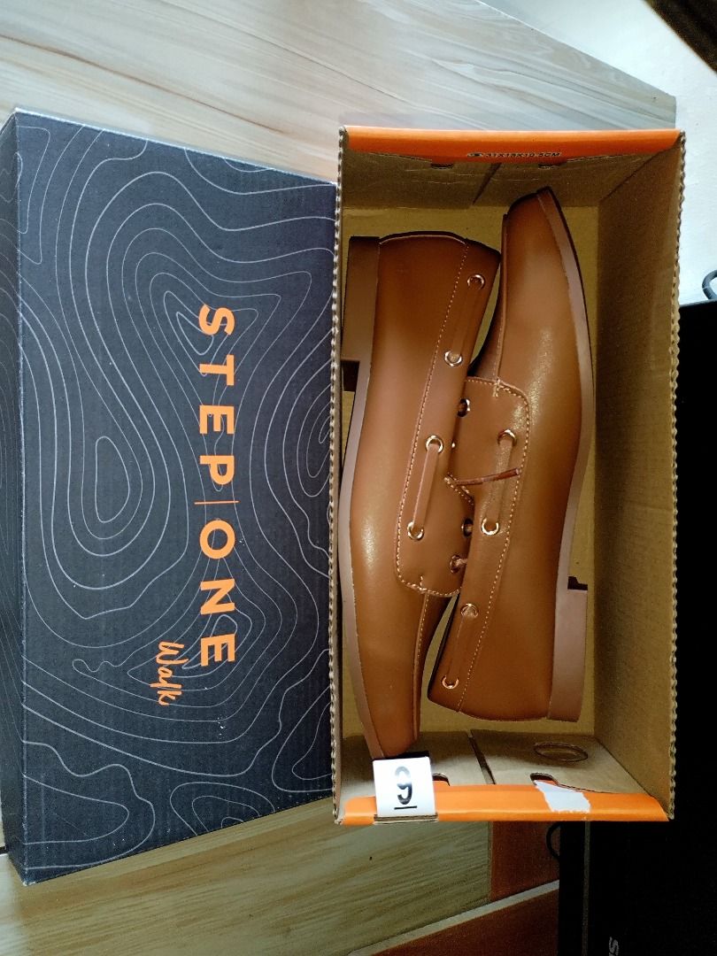 Step One Walk Brown Loafers Size 9 (Category: Loafers) located in Los Banos. Submitted by tolla (Listing ID 1464979526, Image 1). Description: for Sale! From P 1,450 down to P 1,000 only!!! - Brand: Step One Walk - Style: Classic slip-on loafers with lace detailing and side metal eyelets - Color: Tan brown - Material: Clean synthetic leather finish - Size: Women's US 9 (clearly marked on packaging) - Condition: Brand new, unworn, with store tags 