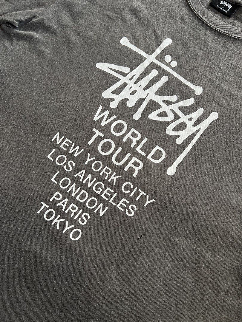 Stussy World Tour (Category: Tshirts & Polo Shirts ) located in General Santos City (Dadiangas). Submitted by nofuckingli (Listing ID 1465053713, Image 2). Description: PRICD IS NEGOTIABLE STUSSY WORLD TOUR GRAY authentic Best fit: Medium to Large Width: 21 Length: 29 Condition: Good condition Issue: Pinholes, as shown in photos .