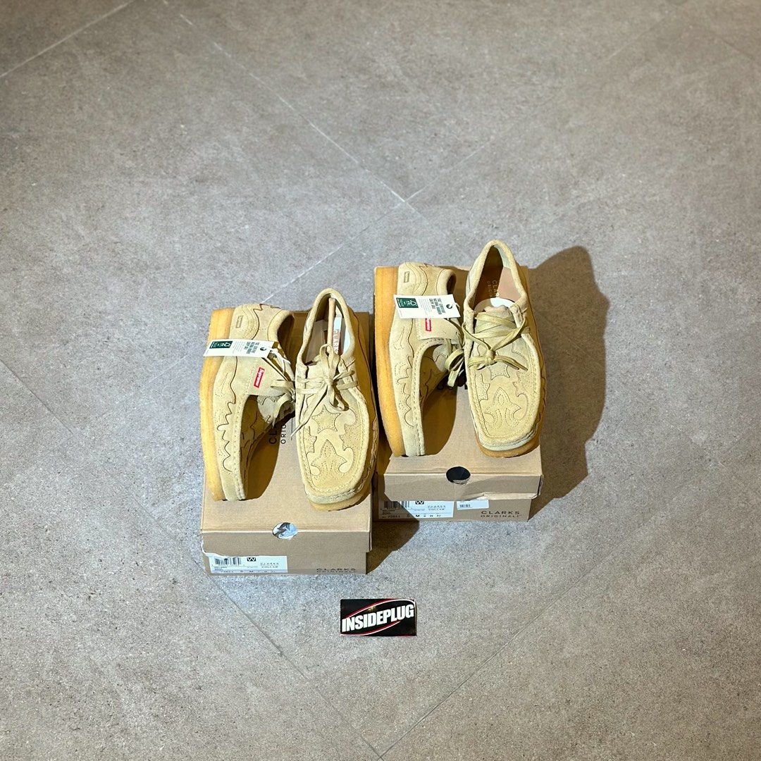 Supreme SS23 Clarks Wallabee (Category: Sneakers) located in Quezon City. Submitted by inside_plug (Listing ID 1465037906, Image 1). Description: For Sale Supreme Clark Wallabee Size 8, and 9 Mens Brandnew Dm us to purchase.