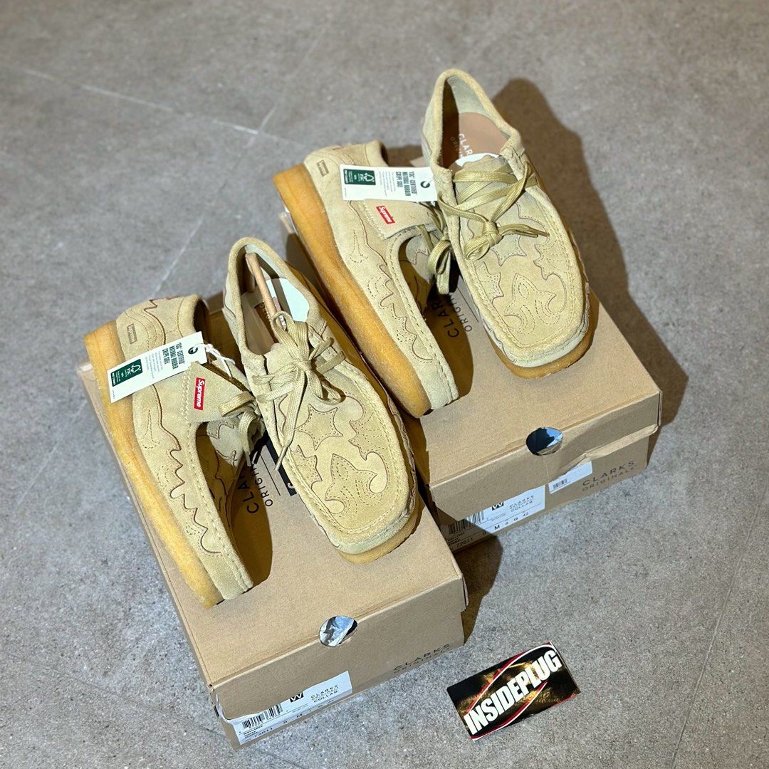 Supreme SS23 Clarks Wallabee (Category: Sneakers) located in Quezon City. Submitted by inside_plug (Listing ID 1465037906, Image 2). Description: For Sale Supreme Clark Wallabee Size 8, and 9 Mens Brandnew Dm us to purchase.