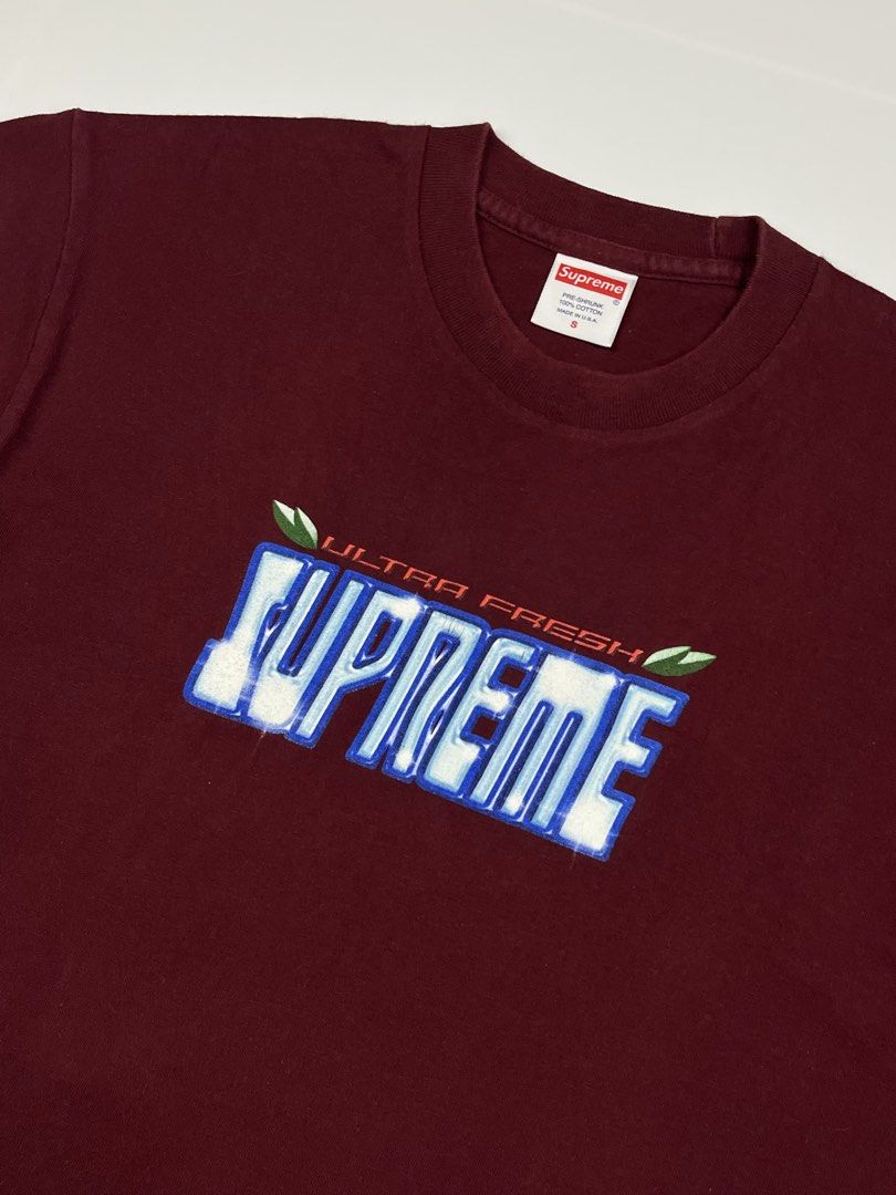 Supreme Ultra Fresh Tee (Category: Tshirts & Polo Shirts ) located in Puerto Princesa. Submitted by paradise5300 (Listing ID 1465131917, Image 3). Description: Supreme Ultra Fresh Tee Tagged Size: Small Dimensions Inches length: 27 Inches width: 19.5 Condition: Very good Color rate: 9.5 Flaws: Hairline cracks 1,399 shipping fee is not yet included. .