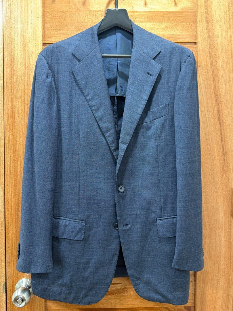 The Armoury by Ring Jacket Model 3 Suit Jacket (Category: Coats, Jackets and Outerwear) located in Cainta. Submitted by vnty.thrift (Listing ID 1465018516, Image 1). Description: The Armoury by Ring Jacket Model 3 Suit Jacket 🎨 Color: Navy Blue 🧵 Pattern: Subtle textured / fine basketweave 🧥 Fabric: VBC (Vitale Barberis Canonico), 100% Wool 🇯🇵 Made in: Japan by Ring Jacket 📏 Size: 50 (fits large frame) 📏 Measurements: • Width (Pit to Pit):