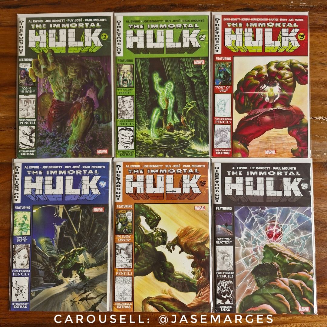The Immortal Hulk: Director's Cut (Complete set) (Category: Comics & Manga) located in Binan City. Submitted by jasemarges (Listing ID 1465025187, Image 1). Description: The Immortal Hulk: Director's Cut #1-#6 Complete limited run Sold as set only VF condition Meetup/Pickup locations (schedule TBD) 1) Uptown BGC, Taguig 2) One Ayala, Makati 3) Southwoods Mall, Binan, Laguna Preferred payment methods: Maya, GoTyme, Unionbank, BPI.