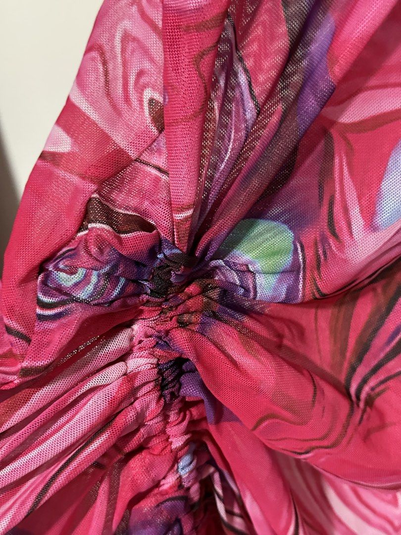 Tie dye scrunched dress mesh (Category: Dresses) located in Manila. Submitted by okaykloset (Listing ID 1464996306, Image 2). Description: Rfs: decluttering dresses Free size but best fit for s-m (stretchable) MOP: gcash/gotyme MOD: lalamove (sdd)/jnt.