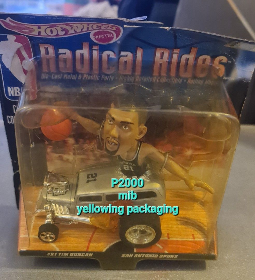 Tim Duncan Hotwheels (Category: Figurines & Statues) located in San Pedro. Submitted by alecRM (Listing ID 1465031560, Image 1). Description: -Hotwheels Radical Rides (MIP, yellowing on packaging) P2000 Payment Method: GCash/Gotyme/BDO Shipping at Buyer's Expense: LBC/Grab/Lalamove Meetups:San Pedro Laguna Area, Alabang Festival, One Ayala Makati.
