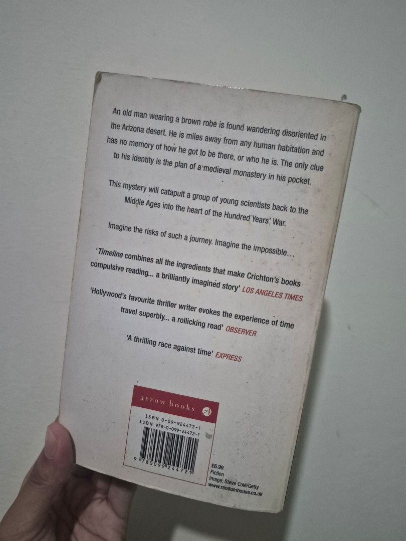 Timeline by Michael Crichton (Category: Storybooks) located in Agdangan. Submitted by elyxcollection (Listing ID 1465042850, Image 2). Description: Selling my books at a lower price. Bought it from a book sale in Dubai. RSF: Decluttering.