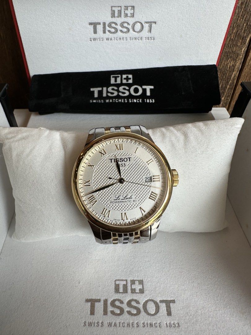 Tissot Le Locle Powermatic 80 (Category: Luxury Watches) located in Makati City. Submitted by _johnpaolo (Listing ID 1465001714, Image 1). Description: Tissot Le Locle Powermatic 80 - Le Locle powermatic 80 two tone yellow gold (PVD coating) - Sapphire crystal with see-through exhibition case back - Swiss Automatic movement - 80 hours power reserve - Butterfly clasp with push-button - Complete with box, pouch bag, manuals and papers. - Used but i