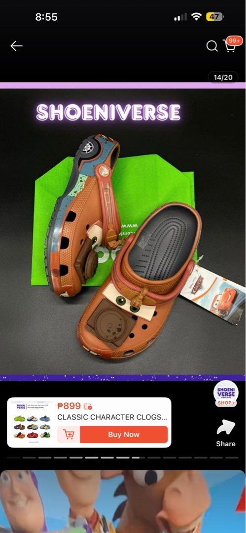 TOW MATER CLOGS (Category: Slippers and slides) located in Bulacan. Submitted by ressemar (Listing ID 1465086605, Image 3). Description: Never been used. Bought for 899 at orange app on Shoeniverse PH. Got the wrong size for our baby. This is size M5/W7.
