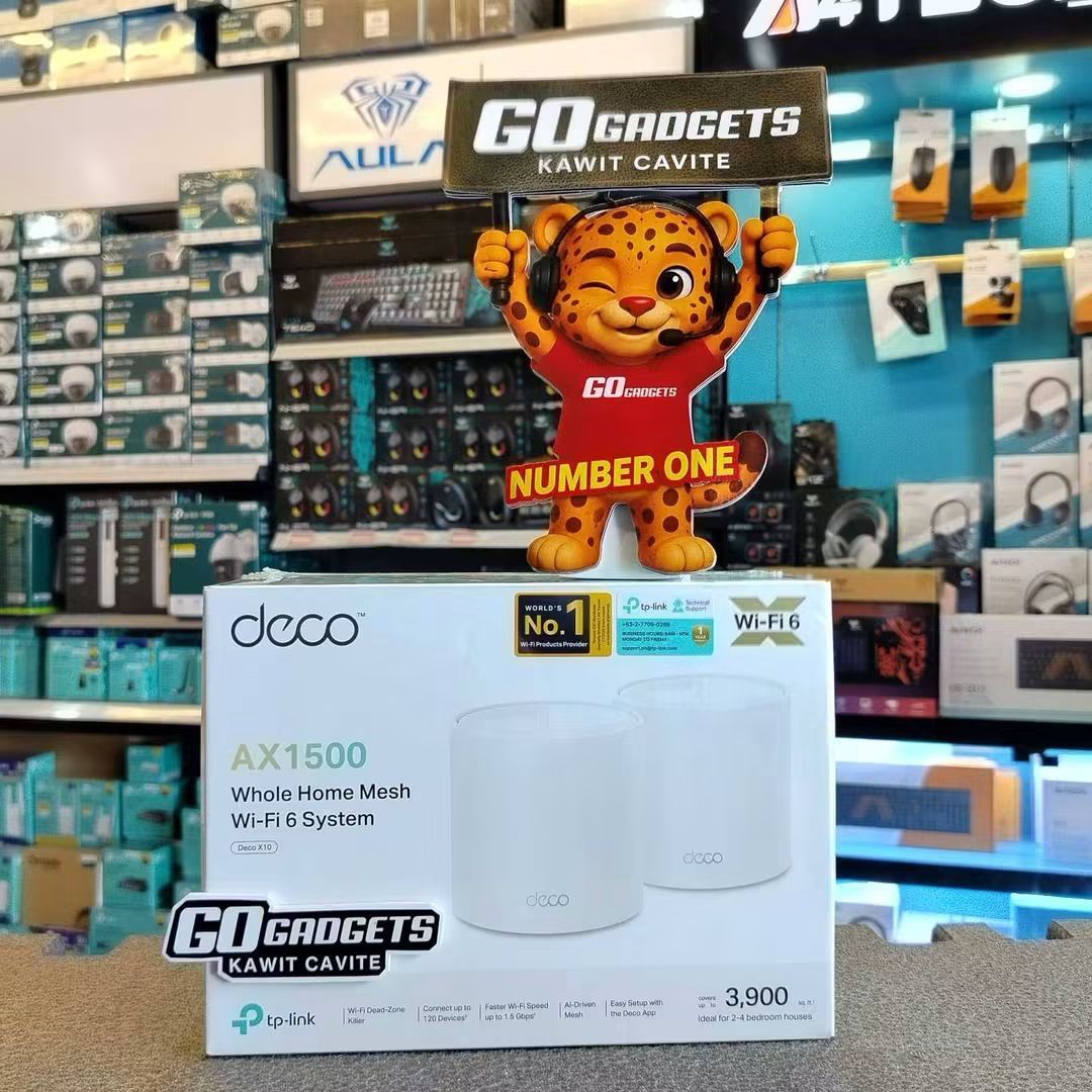 TP-Link Deco AX1500 Mesh Wi-Fi 2-Pack (Category: Networking) located in Caloocan City. Submitted by kentsalvador31 (Listing ID 1465044033, Image 1). Description: TP-Link Deco X10 AX1500 Whole Home Mesh WiFi 6 Router 2PACK Go Gadgets - Kawit Cavite 💬 Message us now for full specs & recommendations! 🌐 Suitable for: ✅ Home WiFi upgrade ✅ Whole-home WiFi coverage ✅ Condo / apartment WiFi ✅ Office WiFi setup ✅ Business WiFi setup ✅ Multiple device c