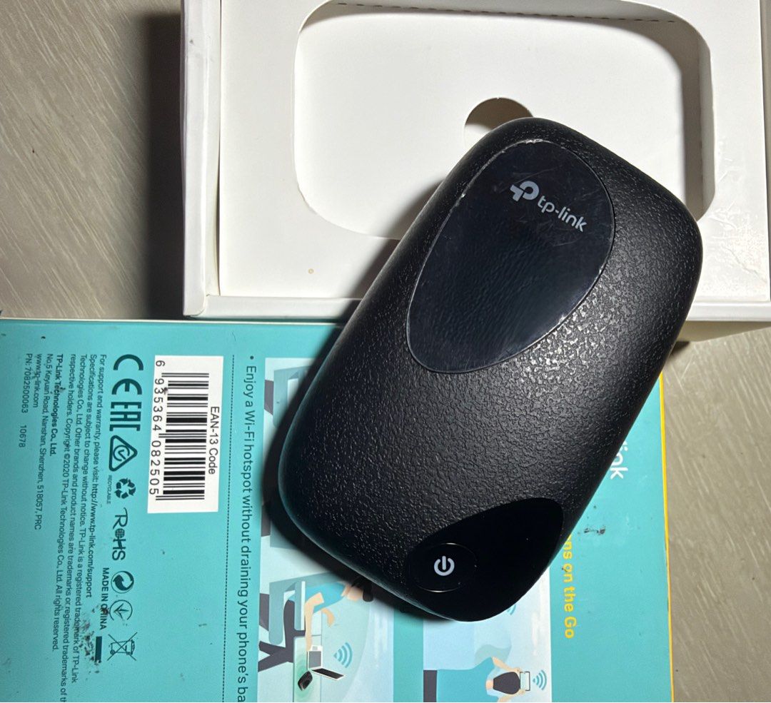 TP-Link M7200 4G LTE Mobile Wi-Fi Hotspot (Category: Networking) located in Muntinlupa City. Submitted by caroucella (Listing ID 1465028268, Image 2). Description: - Model: TP-Link M7200 Portable Wi-Fi Hotspot (Black) - Condition: Like new - Speed: Fast 4G LTE up to 150 Mbps download / 50 Mbps upload - Capacity: Connects up to 10 devices simultaneously - Battery: Built-in 2000 mAh battery lasting up to 8 hours - Inclusions: Original box, micro US